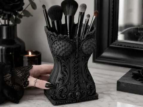 Corselet Gótico Organizador de Maquiagem Suporte de Pincéis